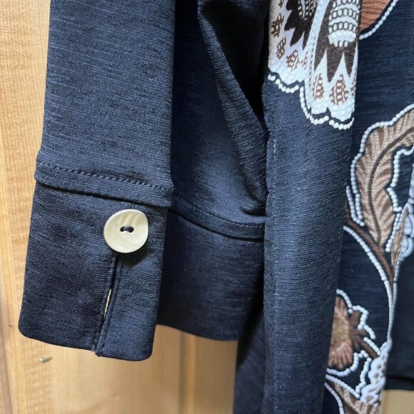 Alfred Dunner women’s Navy blue long sleeve cowl neck blouse with floral print - Picture 4 of 7